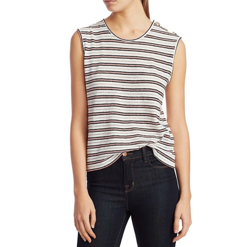 Derek Lam 10 Crosby Linen/Cotton Metallic Sleeveless Top XS NWT